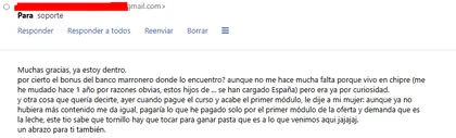 Email de un alumno: pagaría lo que ha pagado solo por el primer módulo de oferta y demanda.