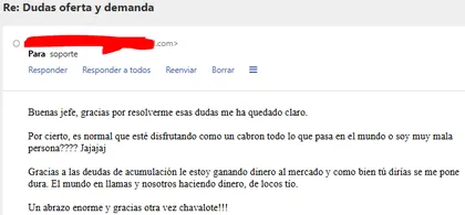 Email de un alumno: gracias a las deudas de acumulación está ganando dinero al mercado.